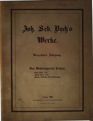 Johann Sebastian Bach's Werke. 14, Clavierwerke. Dritter Band : Das wohltemperirte Clavier