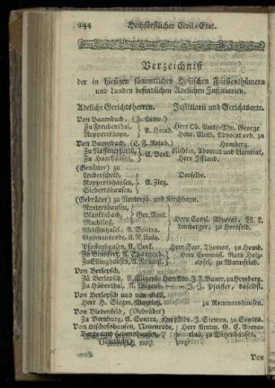 Verzeichniß der in hiesigen saemmtlichen Hessischen Fuerstenthuemern und Landen befindlichen Adelichen Justitiarien