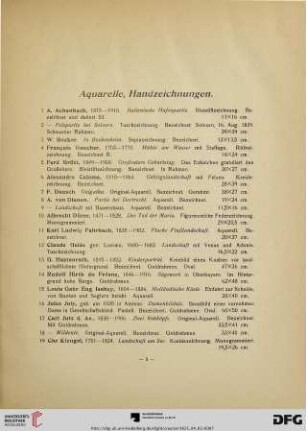Aquarelle, Handzeichnungen (Nr. 1-38)