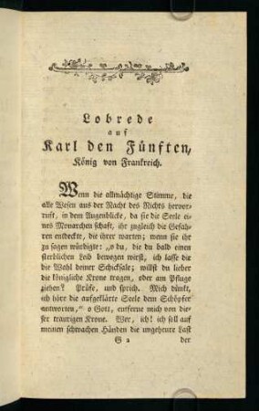 99-106, Lobrede auf Karl den Fünften, König von Frankreich.