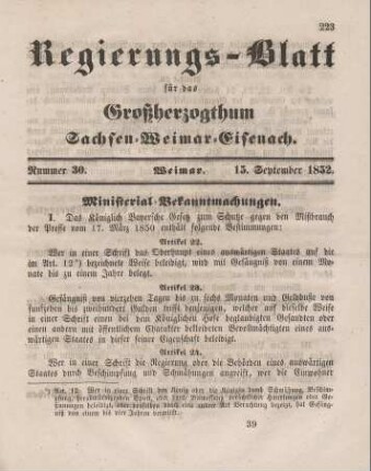 Nr. 30 : 15. September 1852