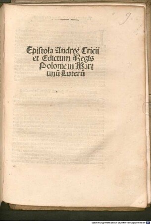 Epistola et edictum Regis Polonie in Mart. Lutherum
