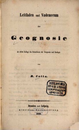 Leitfaden und Vademecum der Geognosie