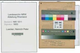 Entnazifizierung Heinrich Peter Luecker , geb. 30.05.1904 (Schneidermeister)