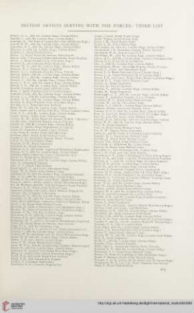 British artists serving with the forces: Third list