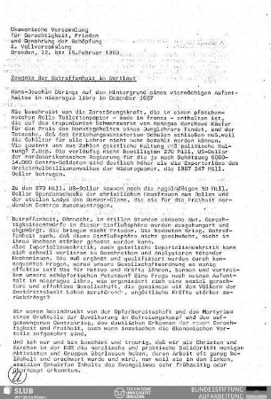 Auf dem Hintergrund eines vierwöchigen Aufenthaltes in nicaragua libre im Dezember 1987 : Zeugnis der Betroffenheit im Wortlaut