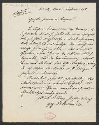 Brief an Jakob Josef Zuckmayer und Jakob Josef Zuckmayer : 27.02.1897