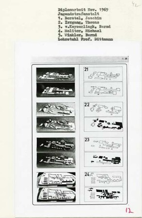Jugendstrafanstalt, Berlin-Charlottenburg (Diplomarbeit bei Werner Düttmann): Massenmodellreihe, Modellfotos 21 - 24