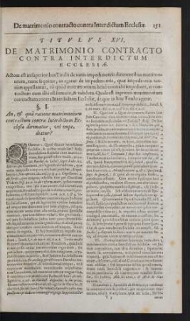 Titulus XVI. De Matrimonio Contracto Contra Interdictum Ecclesiae