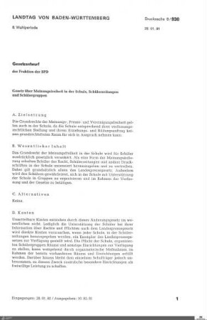 Gesetzentwurf der SPD zur Meinungsfreiheit in der Schule