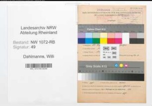 Entnazifizierung Willi Dahlmanns , geb. 25.08.1903 (Beamter)