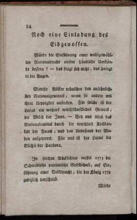 Noch eine Einladung des Eidgenossen.