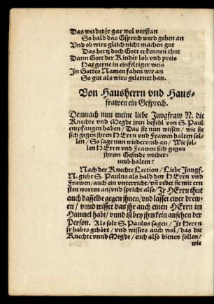 Von Hausherrn und Hausfrawen ein Gesprech.