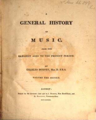 A General History Of Music : From The Earliest Ages to the Present Period, 2