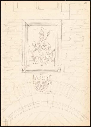 Rathaus, Goslar: Wappen und Relief über Türsturz