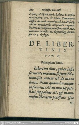 De Libertinis, Tit. V.