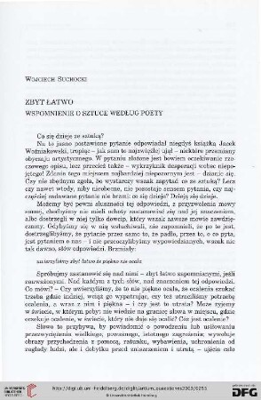 20: Zbyt łatwo : wspomnienie o sztuce według poety