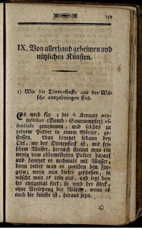 IX. Von allerhand geheimen und nützlichen Künsten.