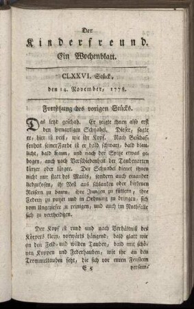 CLXXVI. Stück, den 14. November, 1778