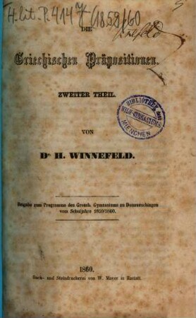 Programm des Großherzoglichen Gymnasiums zu Donaueschingen : vom Schuljahre ... 1859/60