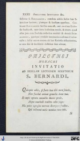 Philothei Monachi Invitatio Ad Sedulam Lectionem Scriptorum S. Bernardi.