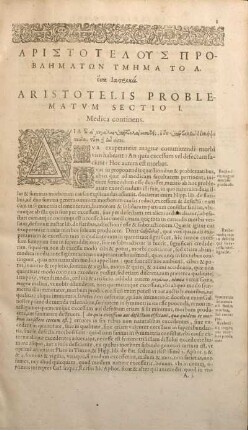 Aristotelis Problematvm Sectio I.