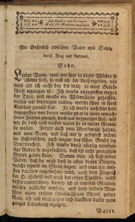 [Frag und Antwort, wegen der Taufe.]