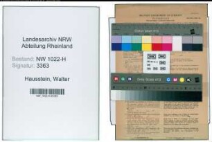 Entnazifizierung Walter Hausstein , geb. 14.02.1901 (Postbeamter)