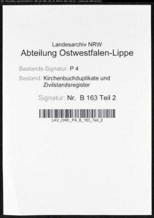Heiratsbelege zum Zivilstandsregister der Stadt Kamen (AH 1813)