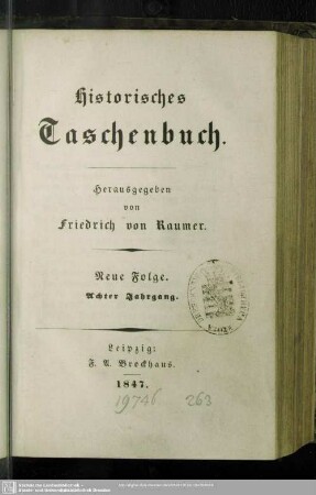 N.F.8.1847: Historisches Taschenbuch