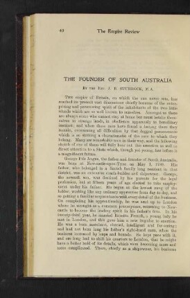 The Founder of South Australia.