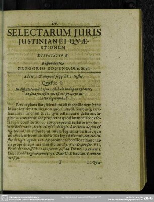 Disputatio X. Respondente Gregorio Bogeno
