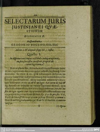 Disputatio X. Respondente Gregorio Bogeno