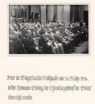 Ehrenbürger der Stadt Karlsruhe. Hermann Göring (12.01.1893-15.10.1846); Ehrenbürger seit 26.03.1936