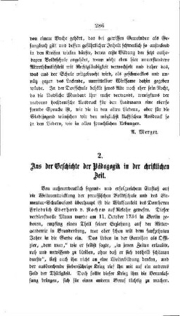 Aus der Geschichte der Pädagogik in der christlichen Zeit