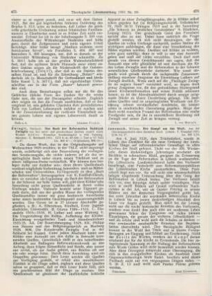 475-476 [Rezension] Das Buch der Reformation Huldrych Zwinglis