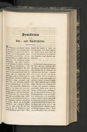 Feuilleton des Vor- und Rückschritts.