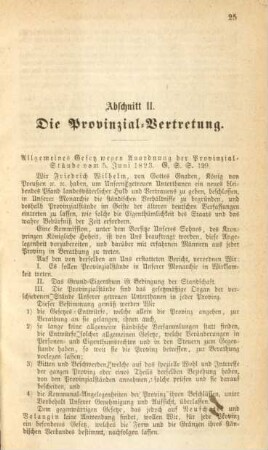 Abschnitt II. Die Provinzial-Vertretung