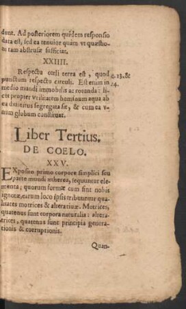 Liber Tertius. De Coelo.