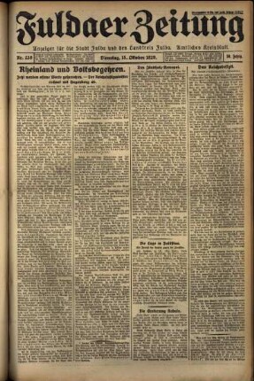 Ausgabe vom Dienstag, den 15. Oktober 1929.