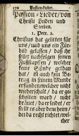 Passion-Lieder/ von Christi Leiden und Sterben.
