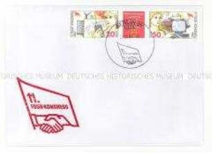 Briefumschlag mit Sondermarken und -stempel zum 11. FDGB-Kongress