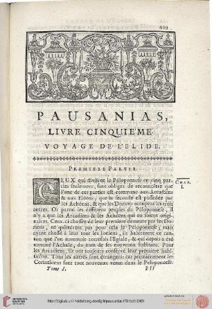 Livre cinquiéme: Voyage de l'Elide