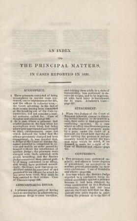 An index to the principal matters, in cases reported in 1833