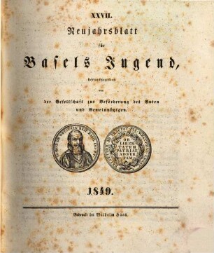 Neujahrsblatt für Basels Jugend. 27. 1849