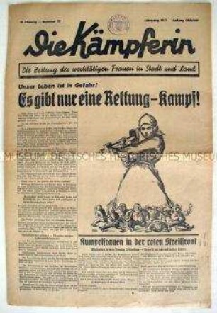 Illustrierte kommunistische Wochenzeitung "Die Kämpferin" u.a. zum Kampf gegen Sozialabbau