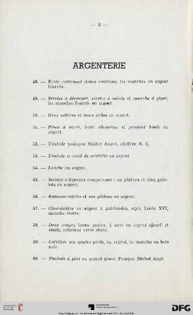 Argenterie (Nr.48-69)