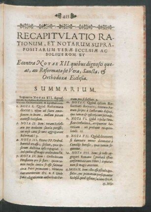Recapitulatio Rationum, Et Notarum Suprapositarum ...