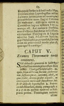 Caput V. Examen Theorematis tertii continens.