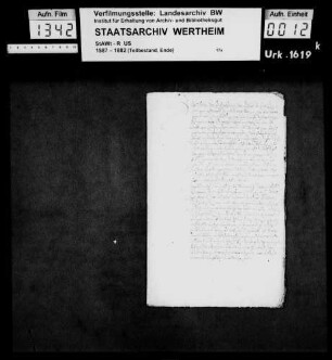 Hauptmann und Räte des Ritterkantons Odenwald schlichten die Erbauseinandersetzung zwischen den Brüdern Christoph und Wolf Reinhard von Stettenberg.
